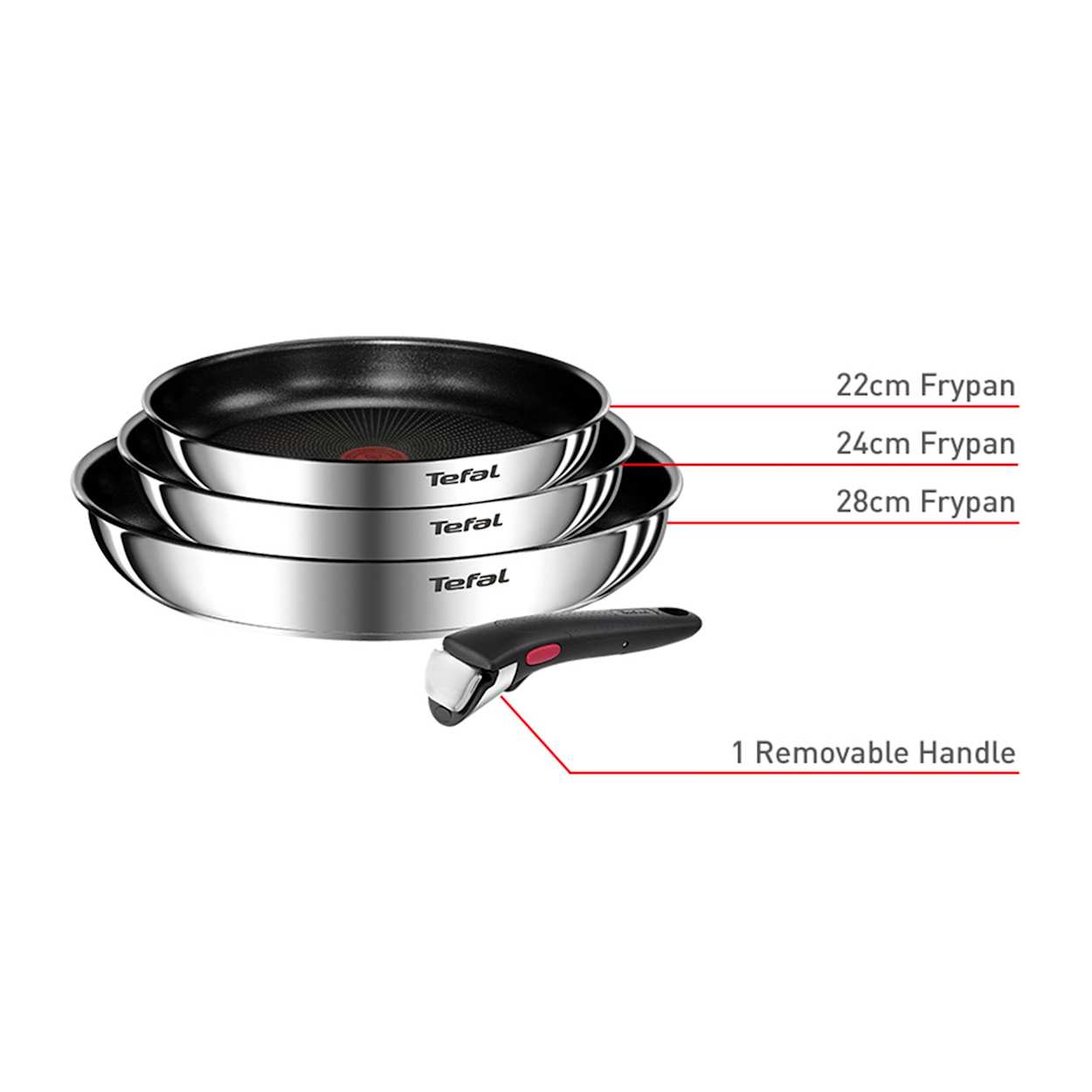 Tefal Ingenio Emotion 4pc Stainless Steel Non Stick Pan Set